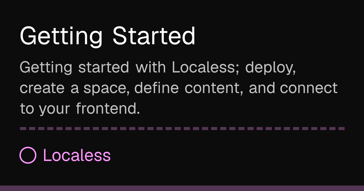 Getting Started | Localess Documentation